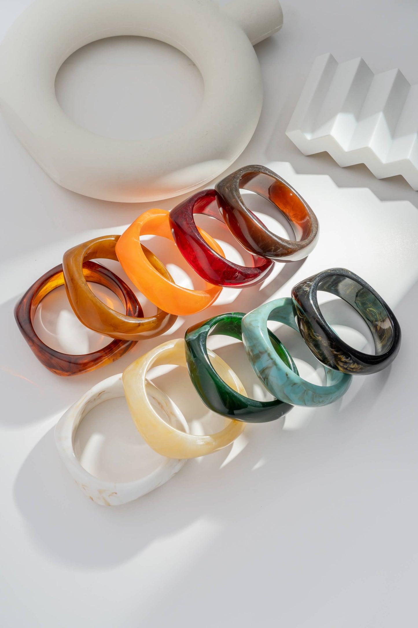 Lot de 10 Bracelets Joncs Résine Coloré Tendance Multicolore
