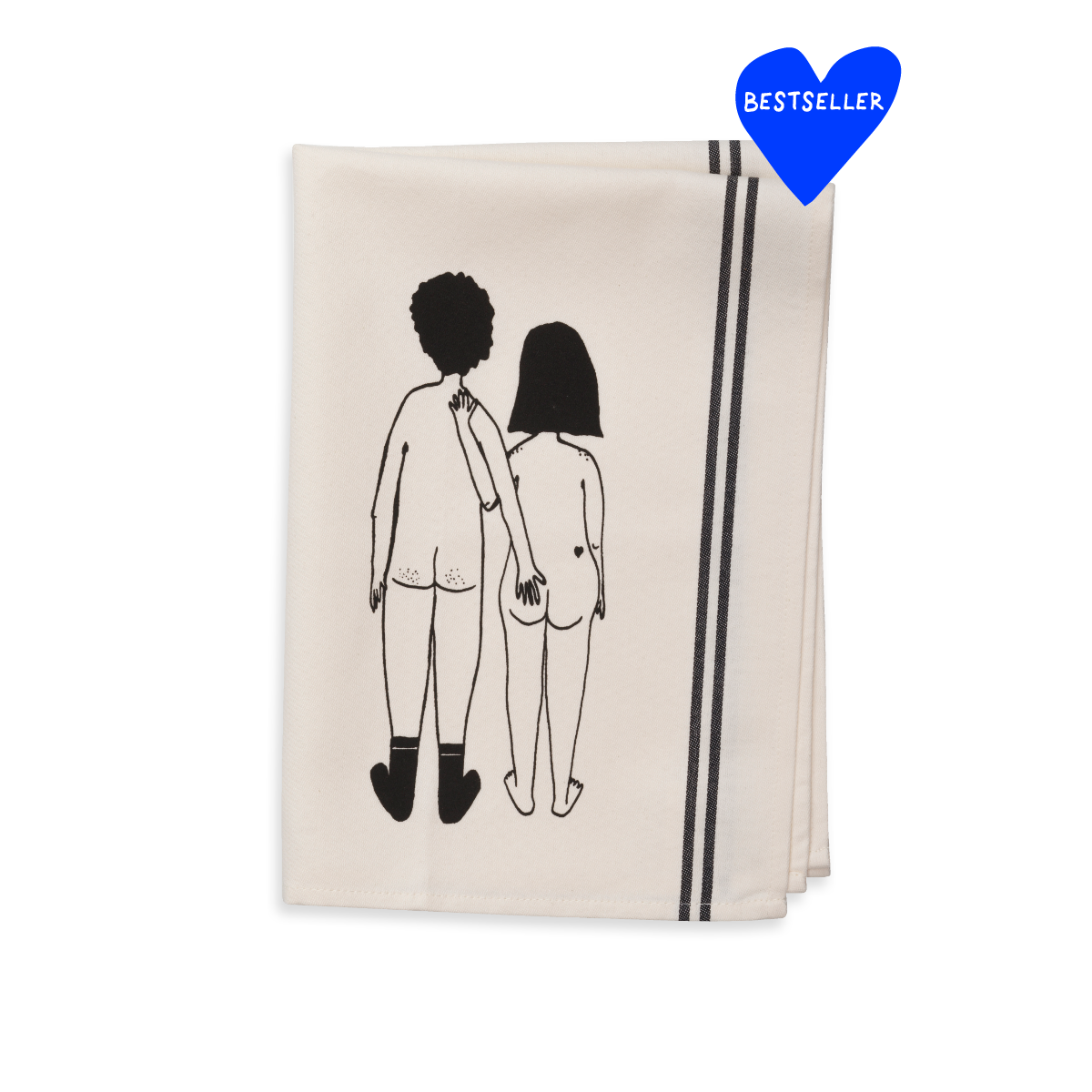 Torchon avec Illustration "Couple Nu de Dos"  50 x 70 cm - Helen B