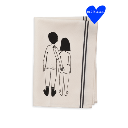 Torchon avec Illustration "Couple Nu de Dos"  50 x 70 cm - Helen B