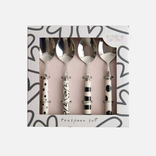 Set de 4 cuillères à Café à Motifs Monochromes - Caroline Gardner