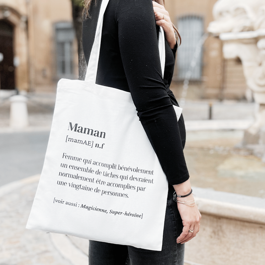 Totebag Maman en Coton BIO 40x35 cm - Family Impact Stories