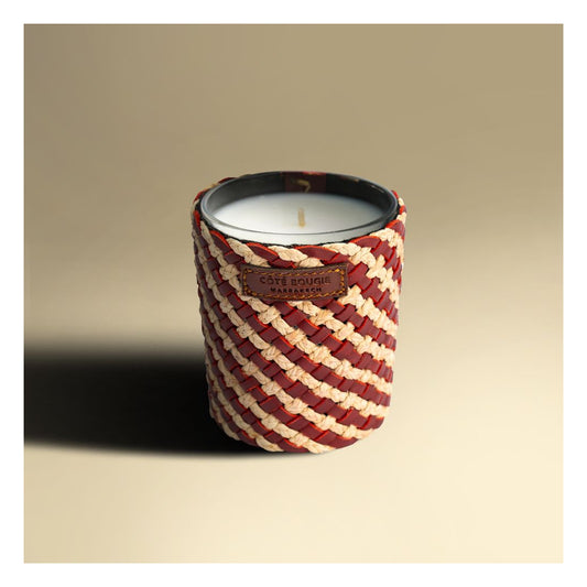 Bougie en Raphia Parfumée Rose Oud Assia - Côté Bougie