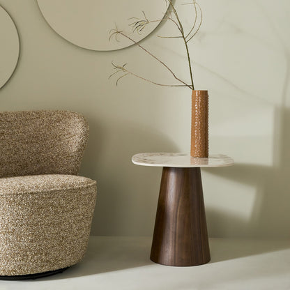 Bout de Canapé Alessandra en Céramique & Bois H.58 cm - Signature