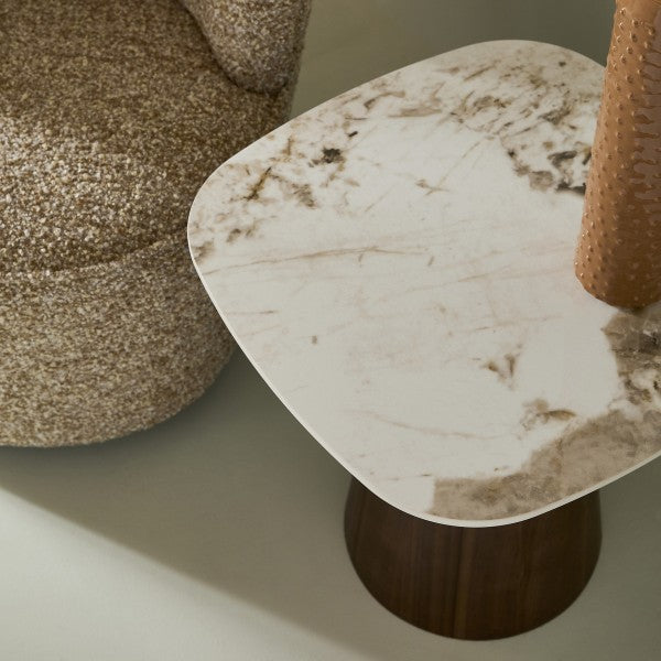 Bout de Canapé Alessandra en Céramique & Bois H.58 cm - Signature