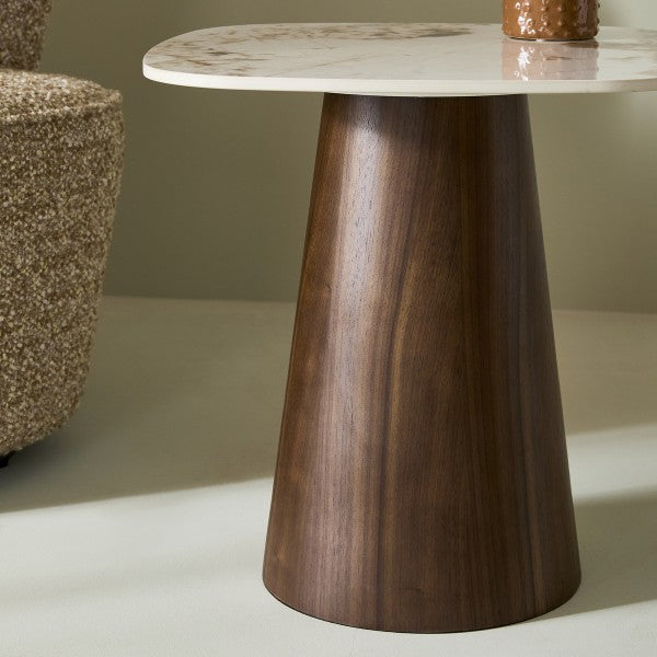 Bout de Canapé Alessandra en Céramique & Bois H.58 cm - Signature