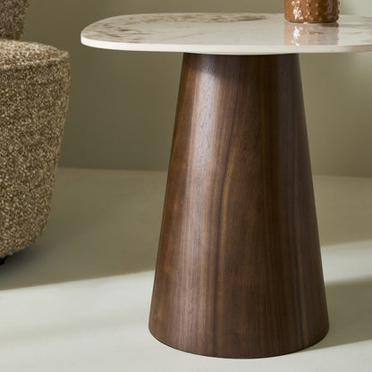 Bout de Canapé Alessandra en Céramique & Bois H.58 cm - Signature