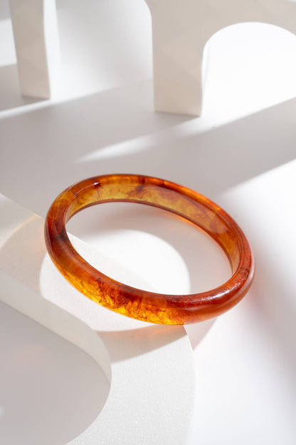 Bracelets Résine fin — Ambre, Crème et Brun Élégance