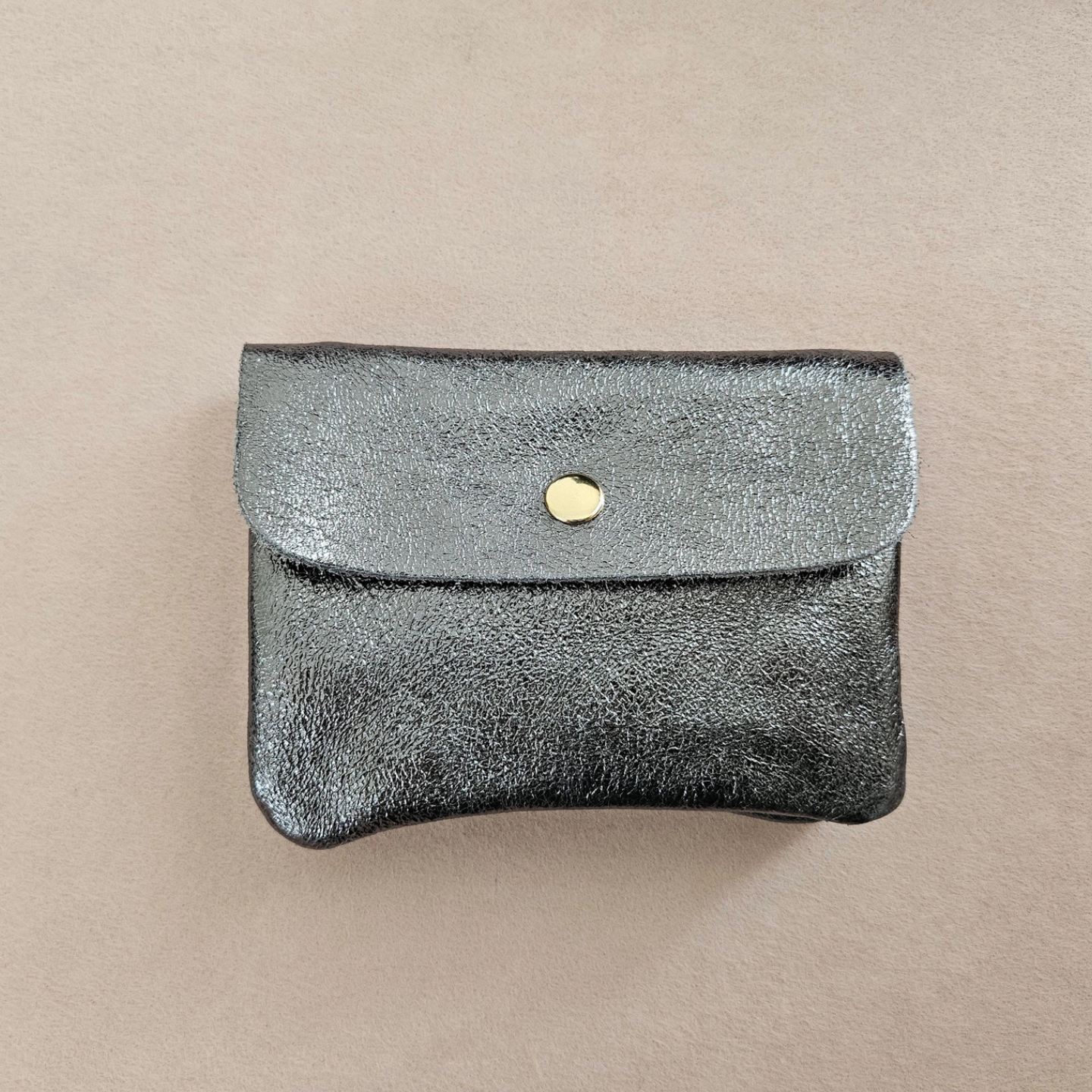 Porte-Monnaie en Cuir de Vachette Métallisé 11x8 cm