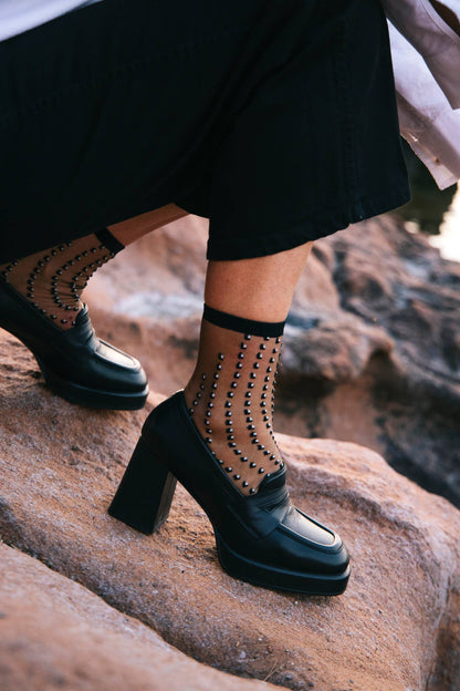 Paire de Chaussettes Crescent Dunes Yellow / Noir - Atelier Saint Eustache