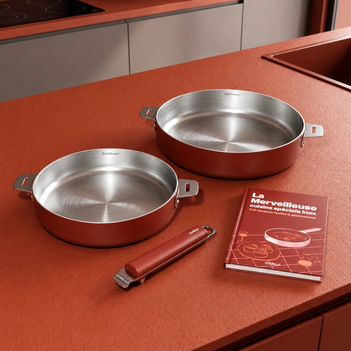 Coffret Duo la Merveilleuse Poêle en Inox 24/28 cm de Noël - Cookut