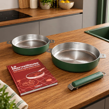 Coffret Duo la Merveilleuse Poêle en Inox 24/28 cm de Noël - Cookut