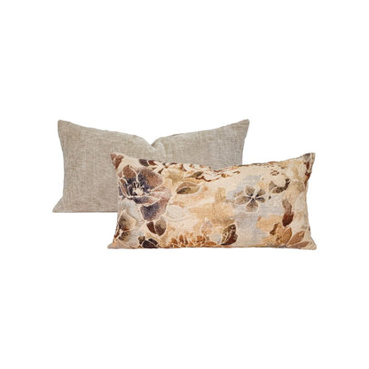 Coussin Zia en Velours et Lin Bi-Face 30x60 cm - Bedandphilosophy
