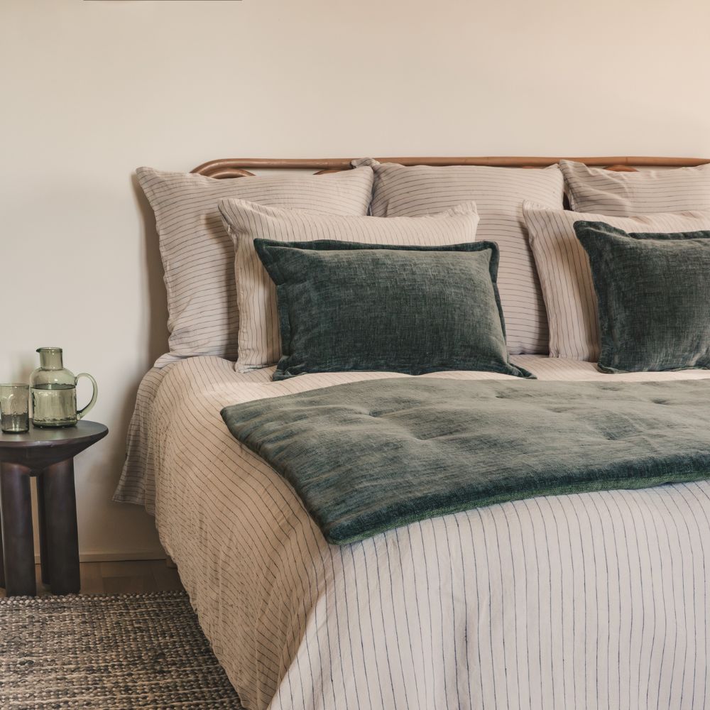Boutis Zelia en Velours Bi-Face Laurier & Sapin 80x200 cm - Bedandphilosophy