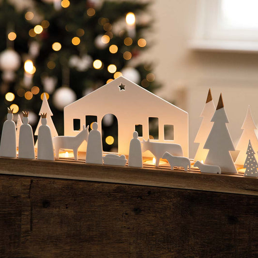 Photophore Crèche de Noël en Bois et Porcelaine - Räder
