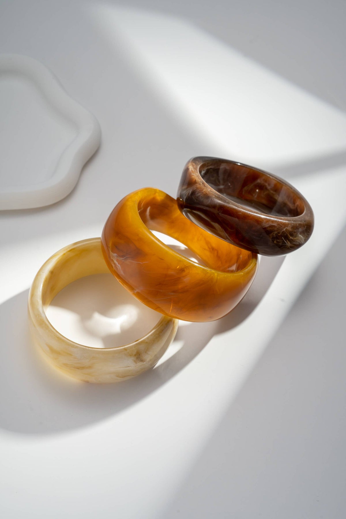 Bracelets Jonc Résine Femme – Écru Terracotta Brun