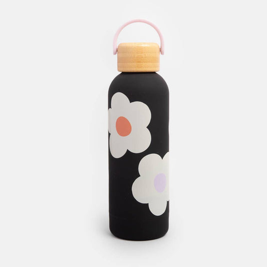 Bouteille d'eau en métal charbon multi-fleurs
