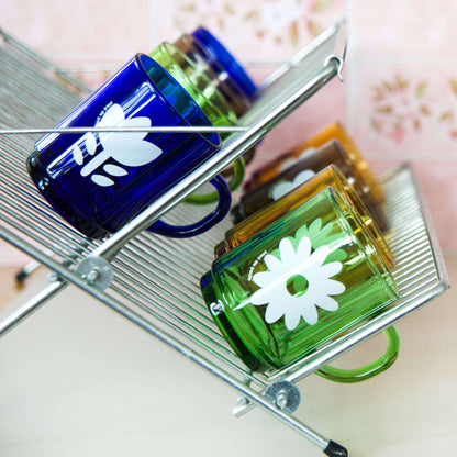 Set de 4 Mugs en Verre Rétros Verts Fleurs - Duralex