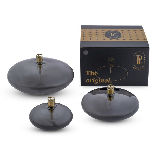 Lampe à Huile Disque en Verre Transparent ou Noir - Peri Living