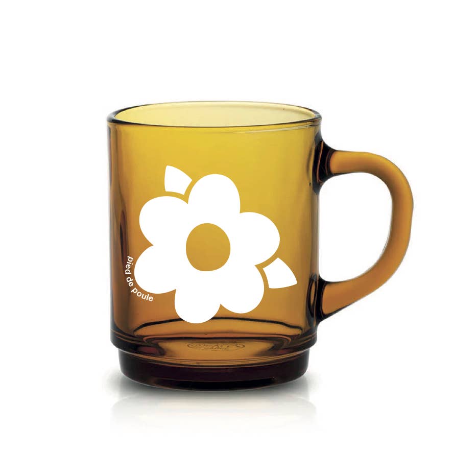 Set de 4 Mugs en Verre Rétros Vermeils Fleurs - Duralex