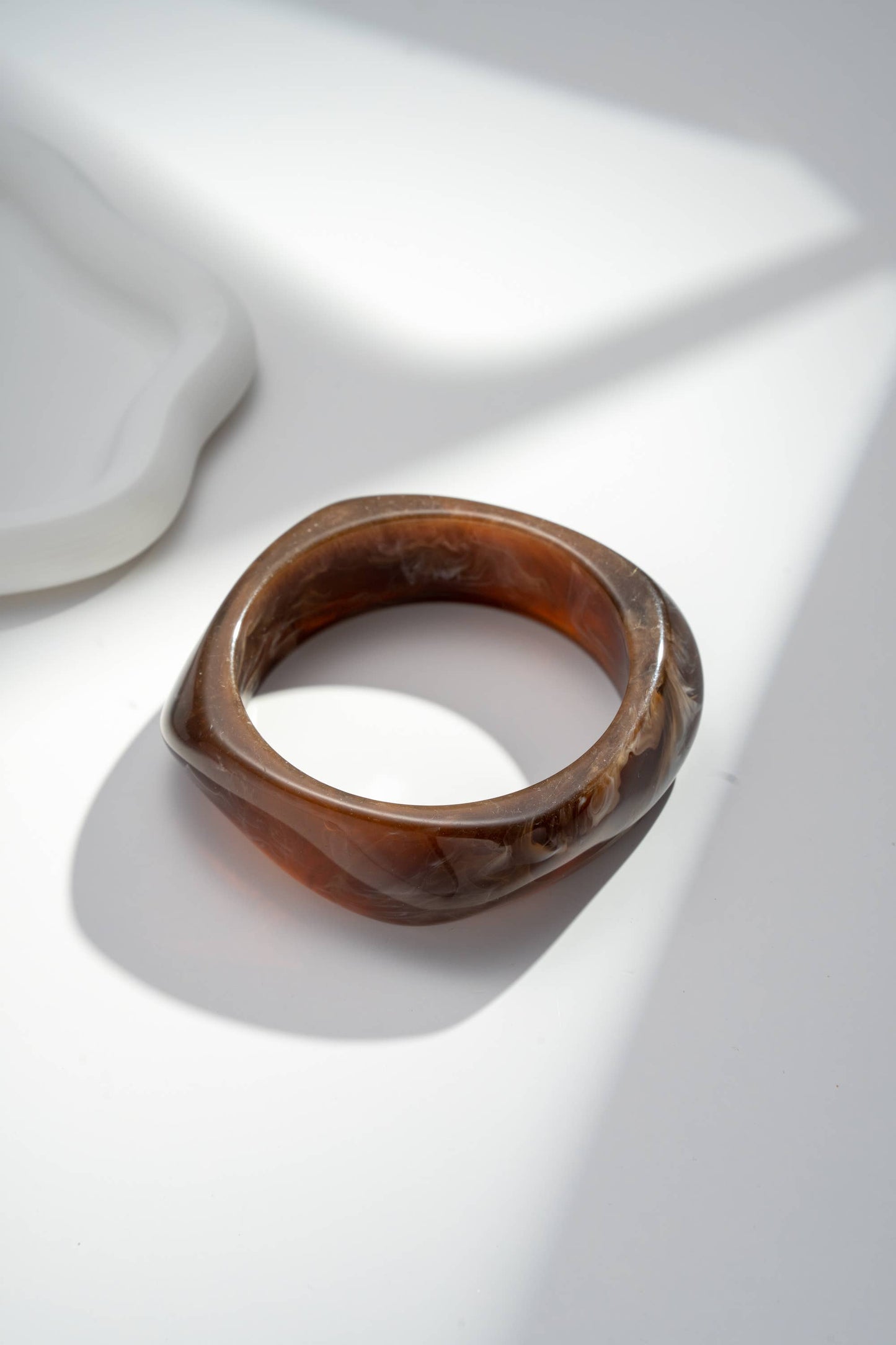Bracelets Jonc Résine Femme – Écru Terracotta Brun