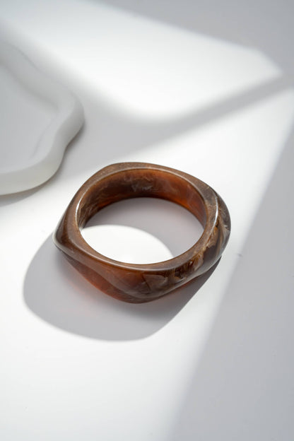 Bracelets Jonc Résine Femme – Écru Terracotta Brun