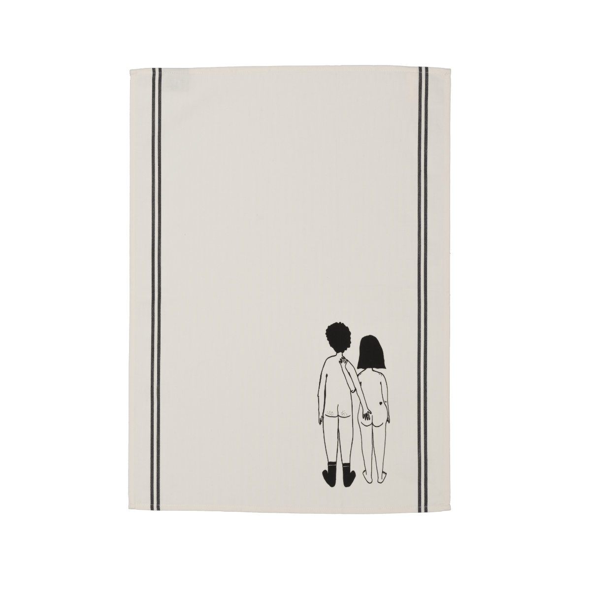 Torchon avec Illustration "Couple Nu de Dos"  50 x 70 cm - Helen B