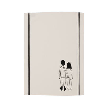 Torchon avec Illustration "Couple Nu de Dos"  50 x 70 cm - Helen B