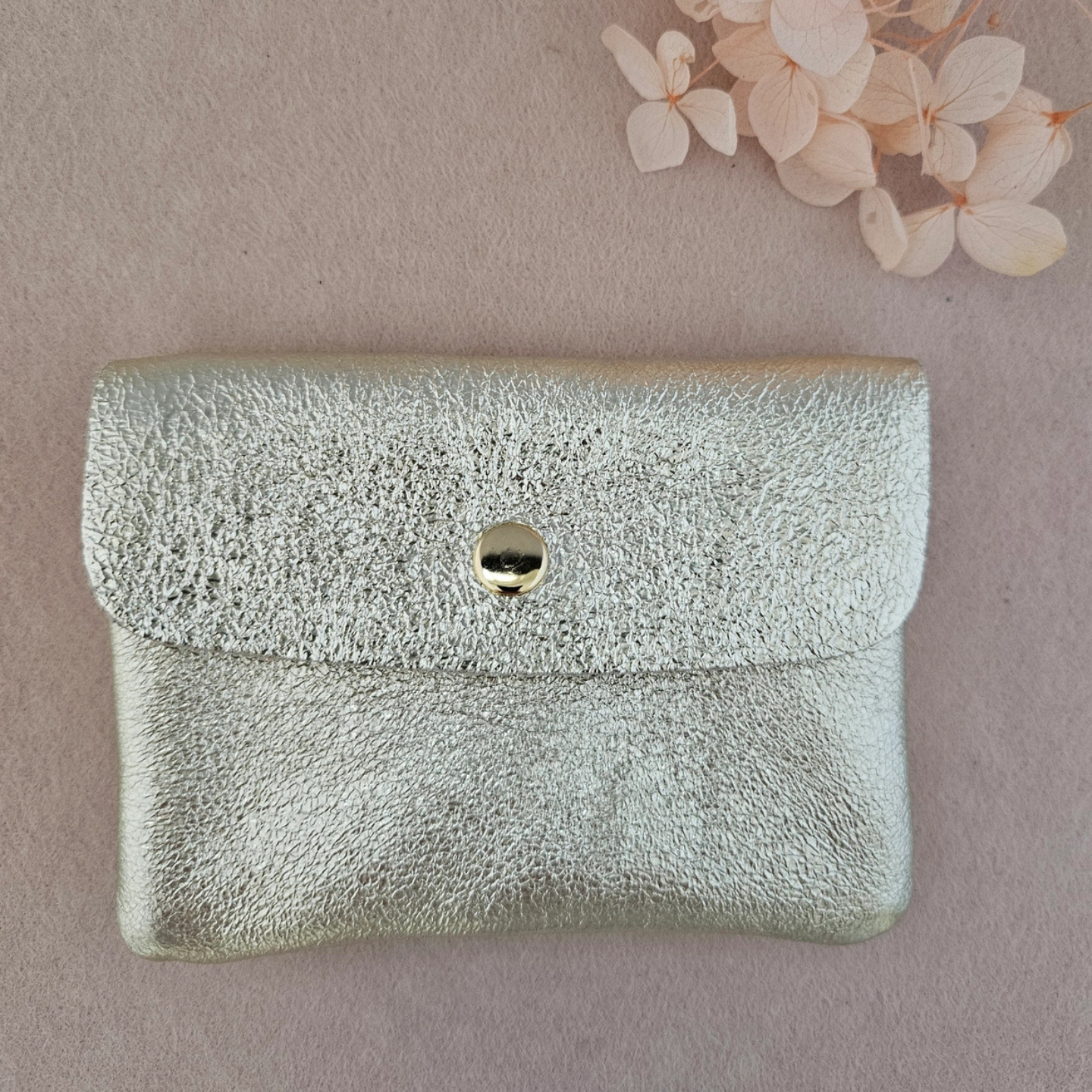 Porte-Monnaie en Cuir de Vachette Métallisé 11x8 cm
