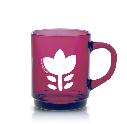 Set de 4 Mugs en Verre Rétros Prunes Fleurs - Duralex