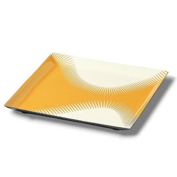 Vide-Poche Wave Jaune en Métal Style Contemporain 15x15cm - Gangzaï