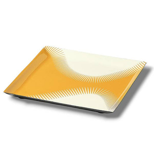 Vide-Poche Wave Jaune en Métal Style Contemporain 15x15cm - Gangzaï