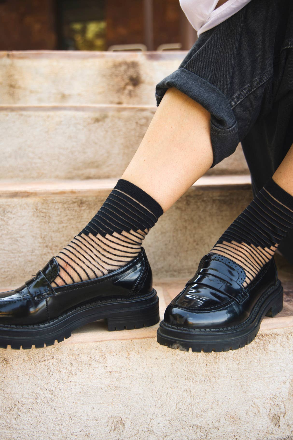 Chaussette Transparente Élégante Shibuya Noires 39/41 - Atelier St Eustache