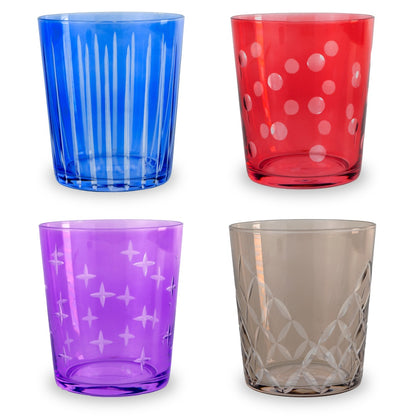 Set de 4 Gobelets en Verre avec Motifs Mixtes - WD Lifestyle
