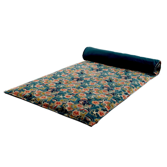 Housse d'Édredon en Velours Fleurie Boston 85x200 cm - Haomy bleu de prusse