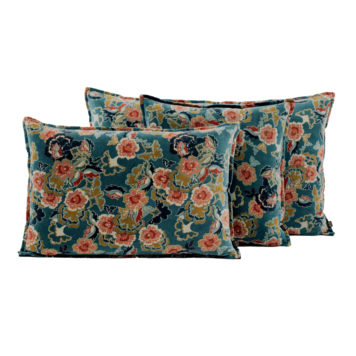 Housse de Coussin Boston Fleurie Bleu de Prusse 45x45 cm - Haomy