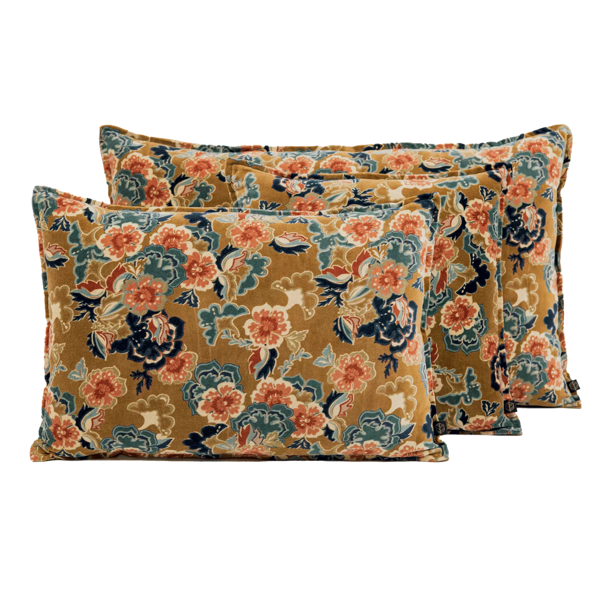 Housse de Coussin Fleurie Boston en Velours Gold 40x60 cm - Haomy