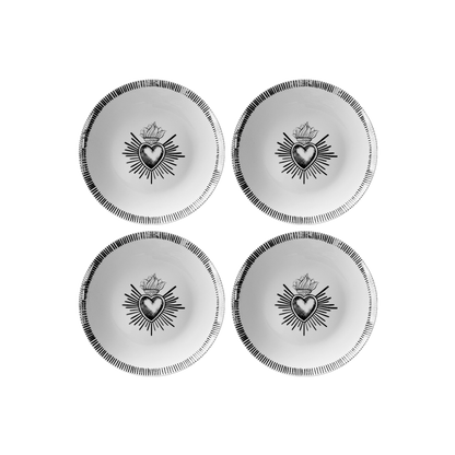 Set de 4 Assiettes à Dessert Ex-Voto Noires ou Dorées D.19 cm - Opjet