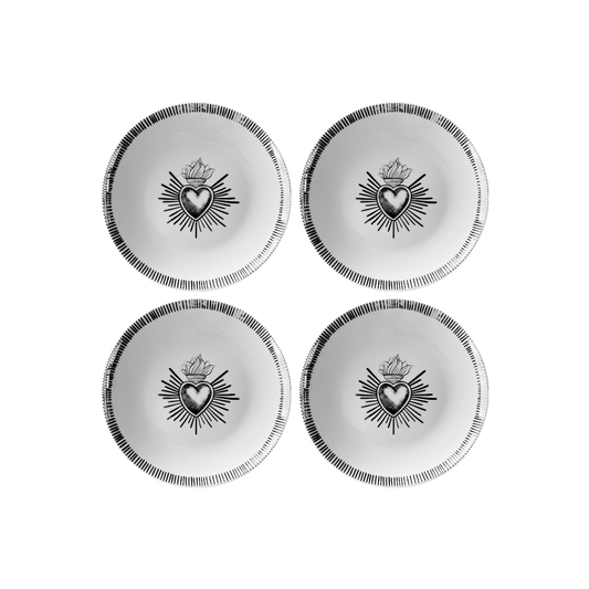 Set de 4 Assiettes à Dessert Ex-Voto Noir D.19 cm - Opjet