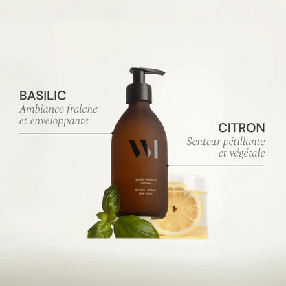Flacon Verre Liquide Vaisselle 290ml, Fleur d'Oranger / Citron-Basilic - What Matters