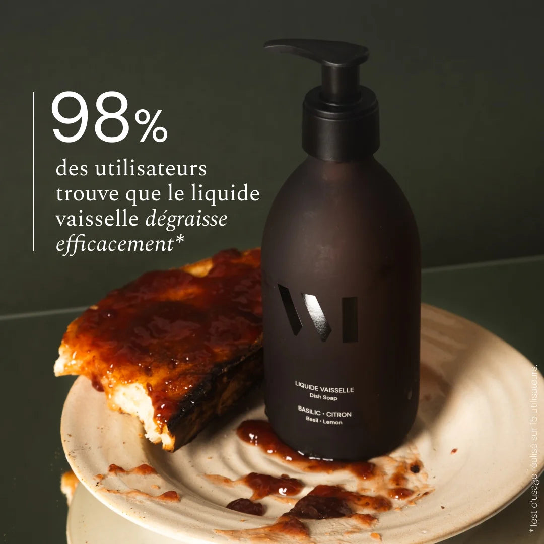 Flacon Verre Liquide Vaisselle 290ml, Fleur d'Oranger / Citron-Basilic - What Matters
