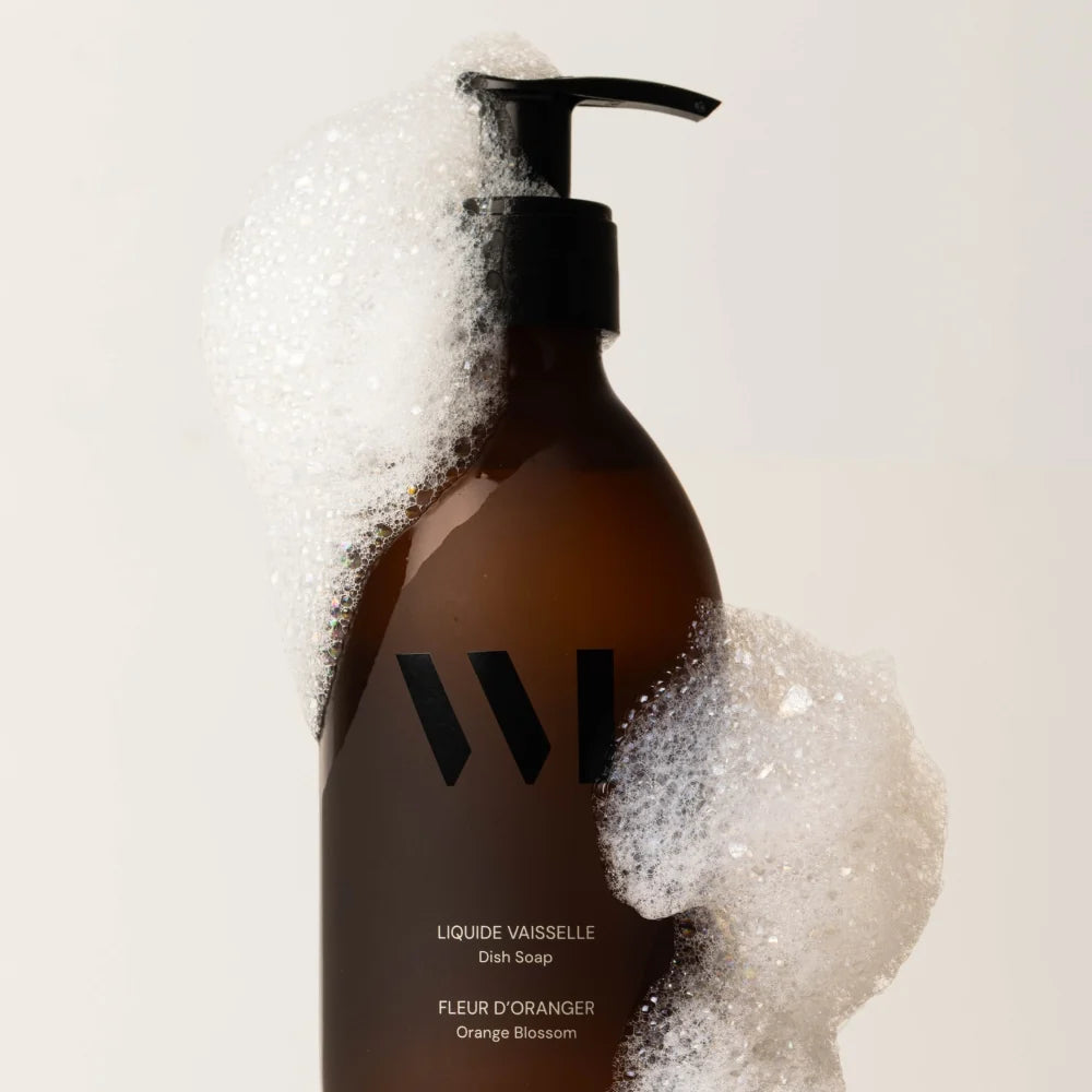 Flacon Verre Liquide Vaisselle 290ml, Fleur d'Oranger / Citron-Basilic - What Matters