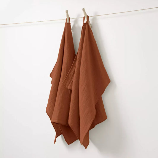 Lot de 2 Torchons en Gaze de Coton Gaïa 50x70cm - L'Effet Papillon