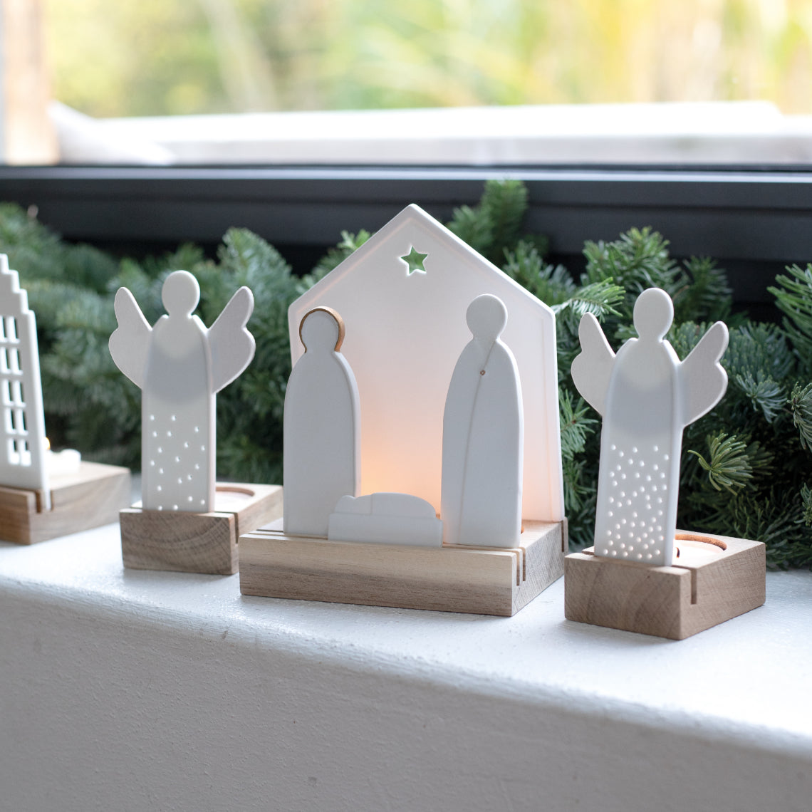 Photophore Crèche de Noël en Porcelaine et Bois - Räder