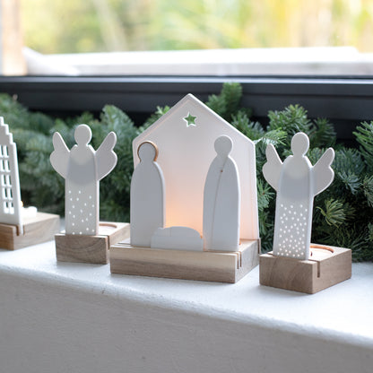 Photophore Crèche de Noël en Porcelaine et Bois - Räder
