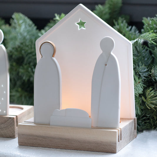 Photophore Crèche de Noël en Porcelaine et Bois - Räder