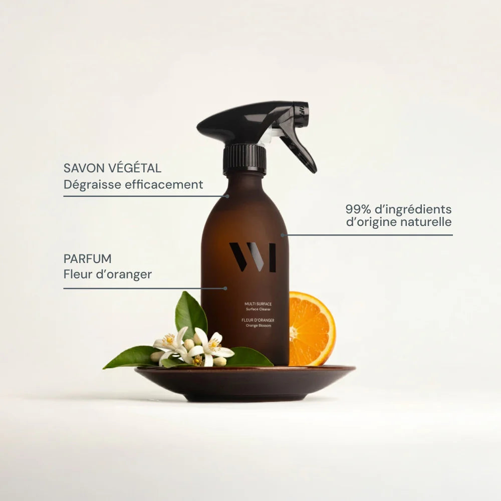 Pulvérisateur Multi-Surface 290 ml, Fleur d'Oranger / Basilic-Citron - What Matters