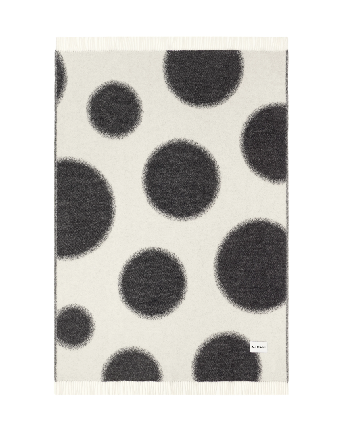 Plaid à Pois Polka Noir & Blanc 100% Laine 130x200 cm - Maison Deux
