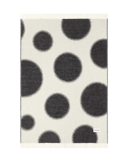 Plaid à Pois Polka Noir & Blanc 100% Laine 130x200 cm - Maison Deux