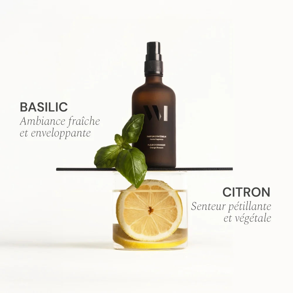 Spray d'Intérieur Parfumé 100ml, Fleur d'Oranger / Basilic-Citron - What Matters