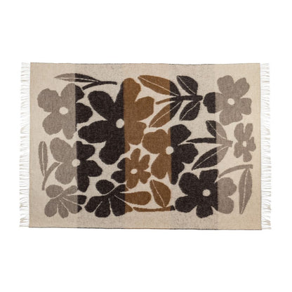 Plaid Fleuris en Laine Madonne Cacao 138x220 cm - Bedandphilosophy